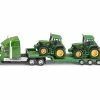 Siku Lastwagen mit Tieflader und 2x John Deere Traktoren 1:87